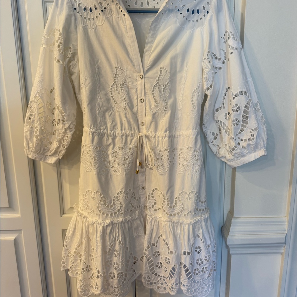 Cara Cara White Cotton Button-Front Top